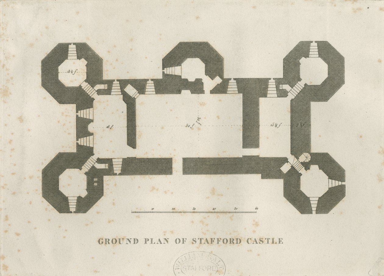 Castle Church - Stafford Castle: kaiverrus ja [1800-luku] tekijältä Unbekannt