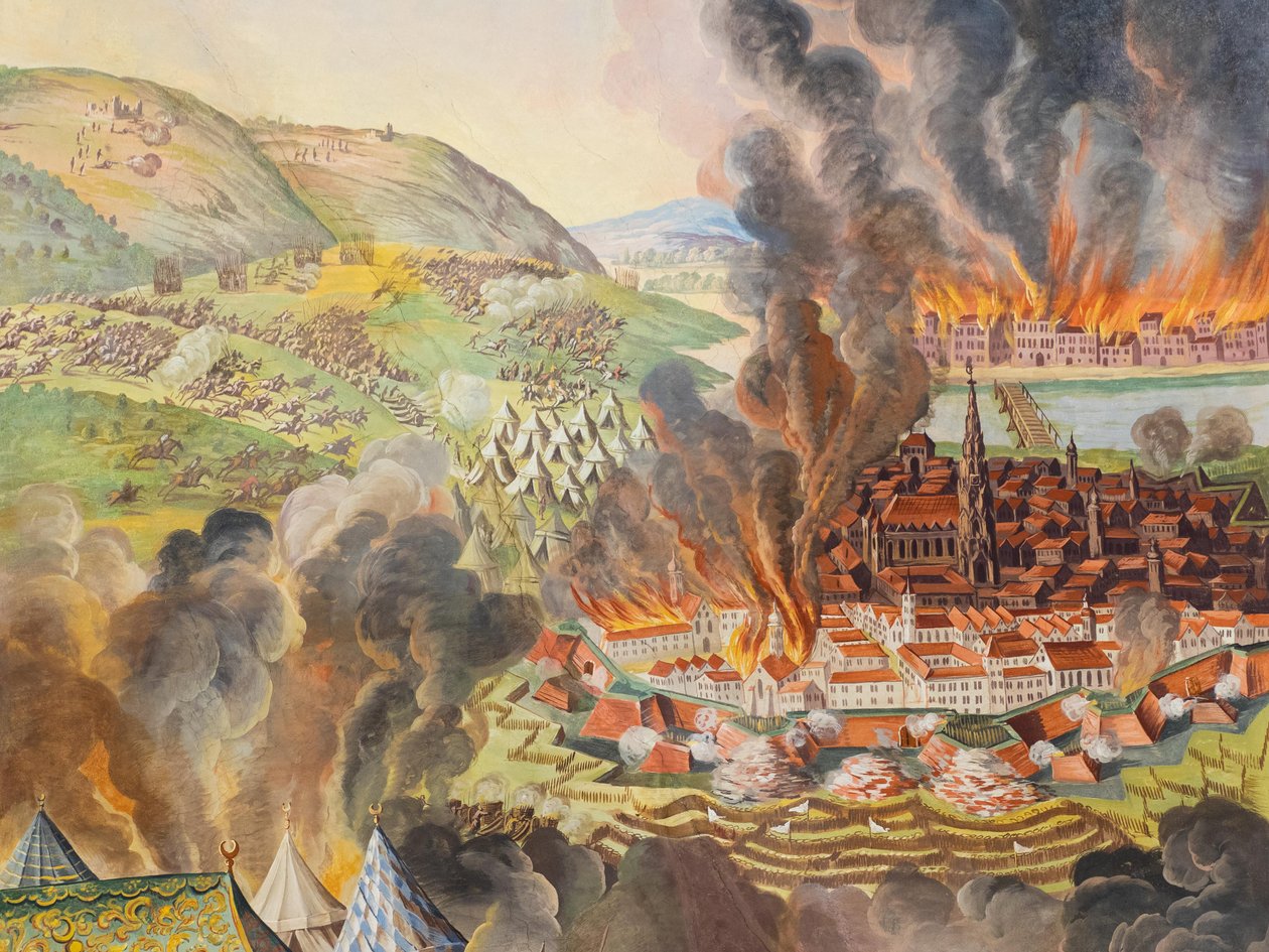 Kattofresko Pyhän Katariinan kirkon sivukäytävässä, Wienin purkaminen 1683, Habsburgien mausoleumi, Graz, Steiermark, Itävalta, Eurooppa (kuva) tekijältä Unbekannter Künstler