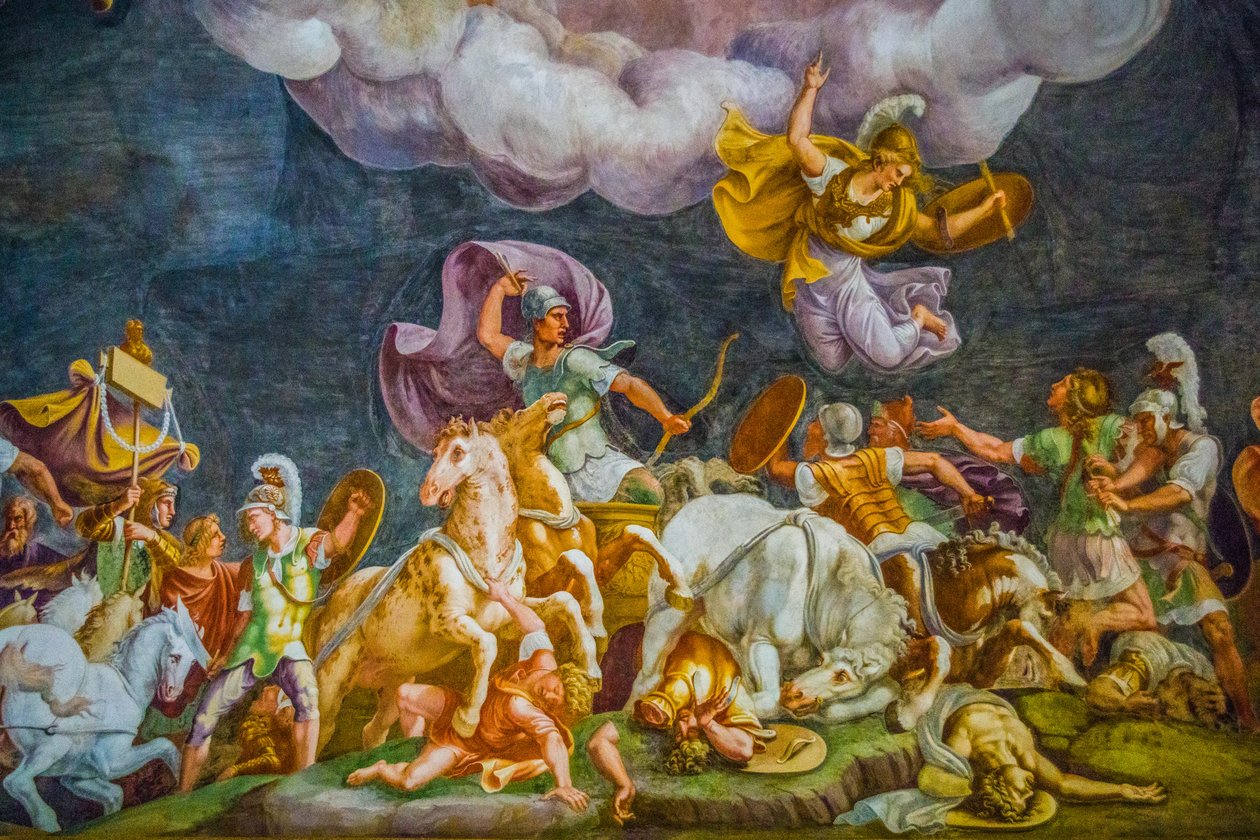 Kattomaalaus Palazzo Ducalessa, Kuninkaallinen palatsi, Castel San Giorgio, Mantova, Lombardia, Italia, Eurooppa (kuva) tekijältä Unbekannter Künstler