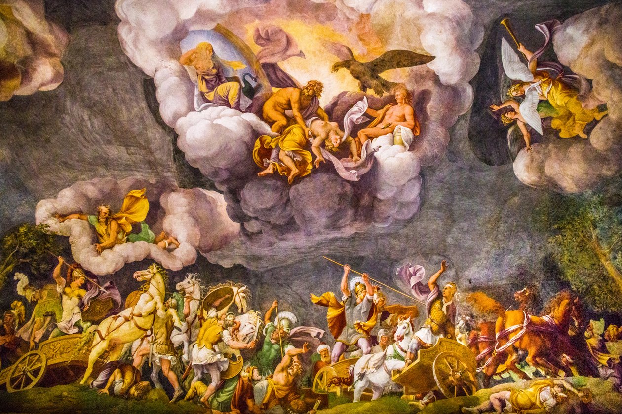 Pictură de tavan în Palazzo Ducale, Palatul Regal, Castel San Giorgio, Mantua, Lombardia, Italia, Europa (foto) finlandez tekijältä Unbekannter Künstler