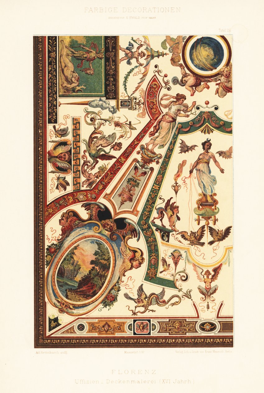 Kattomaalaus Uffizi-galleriassa Firenzessä tekijältä Unbekannter Künstler