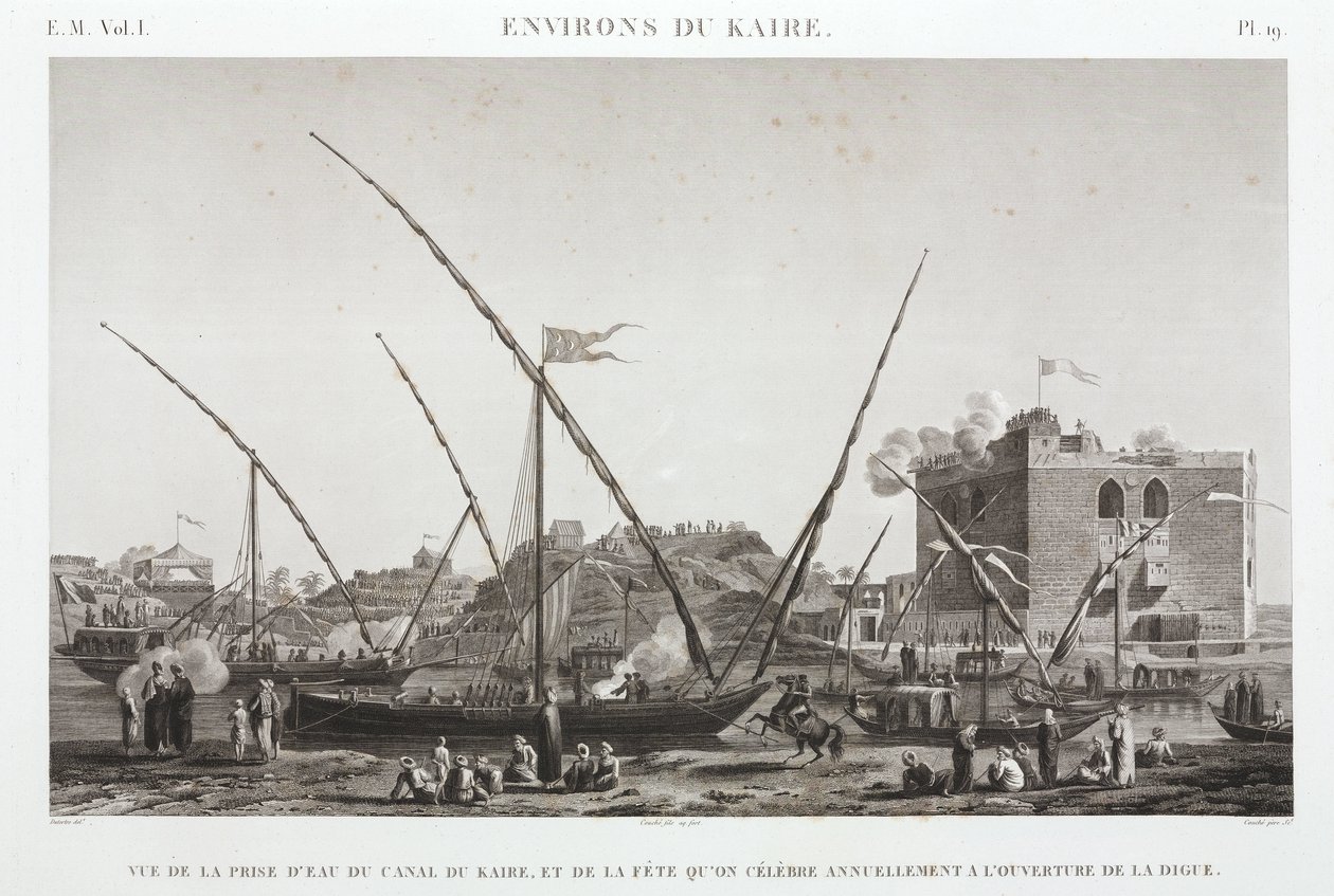 Kairon kanavan vuotuisen padon avajaisia juhlitaan Egyptissä, n. 1798 tekijältä Unbekannt