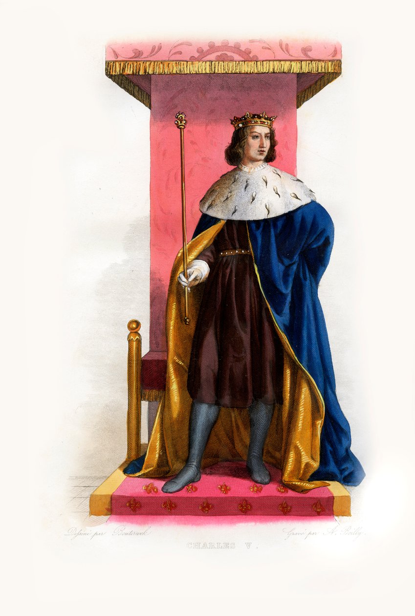 Kaarle V Ranskasta nimeltä Viisas, n. 1844 (kaiverrus) tekijältä Lancelot Volders