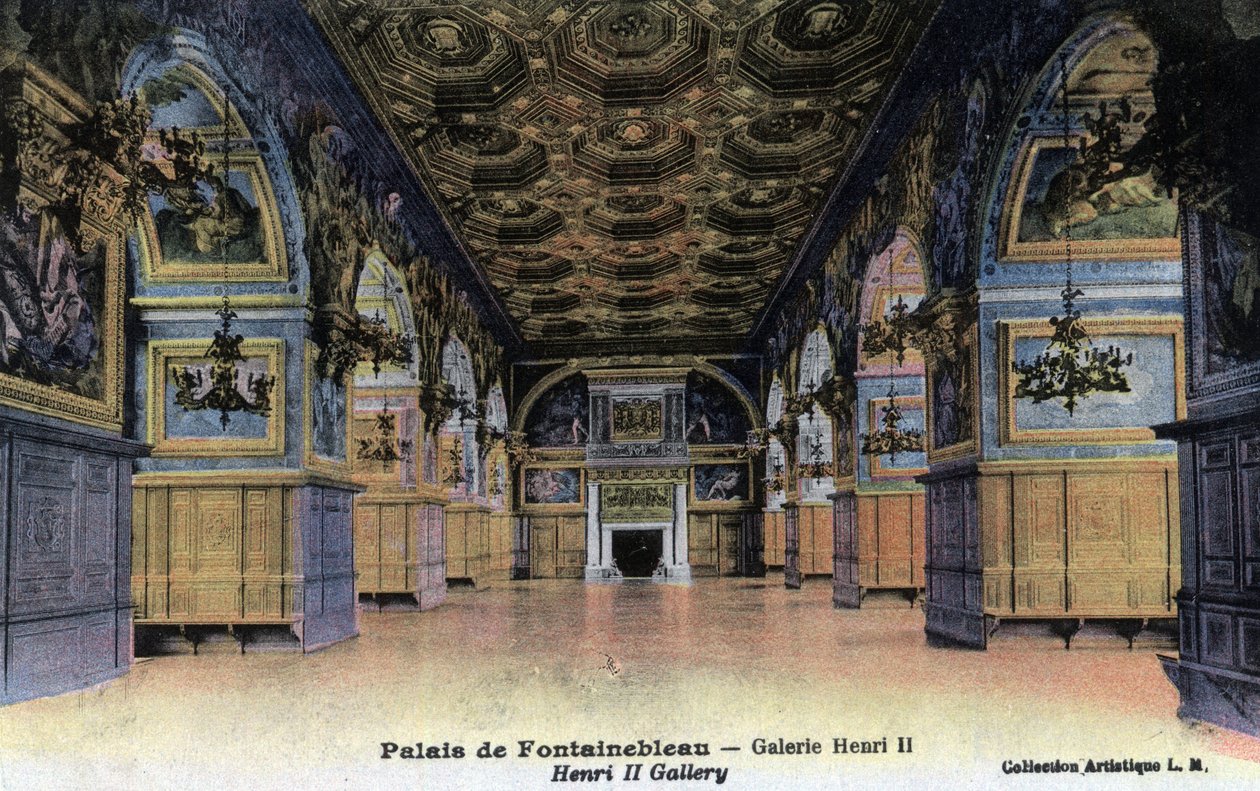 Chateau de Fontainebleau: galleria Henri II - Postikortti 1800-luvun lopulla – 1900-luvun alussa tekijältä William M. Timlin