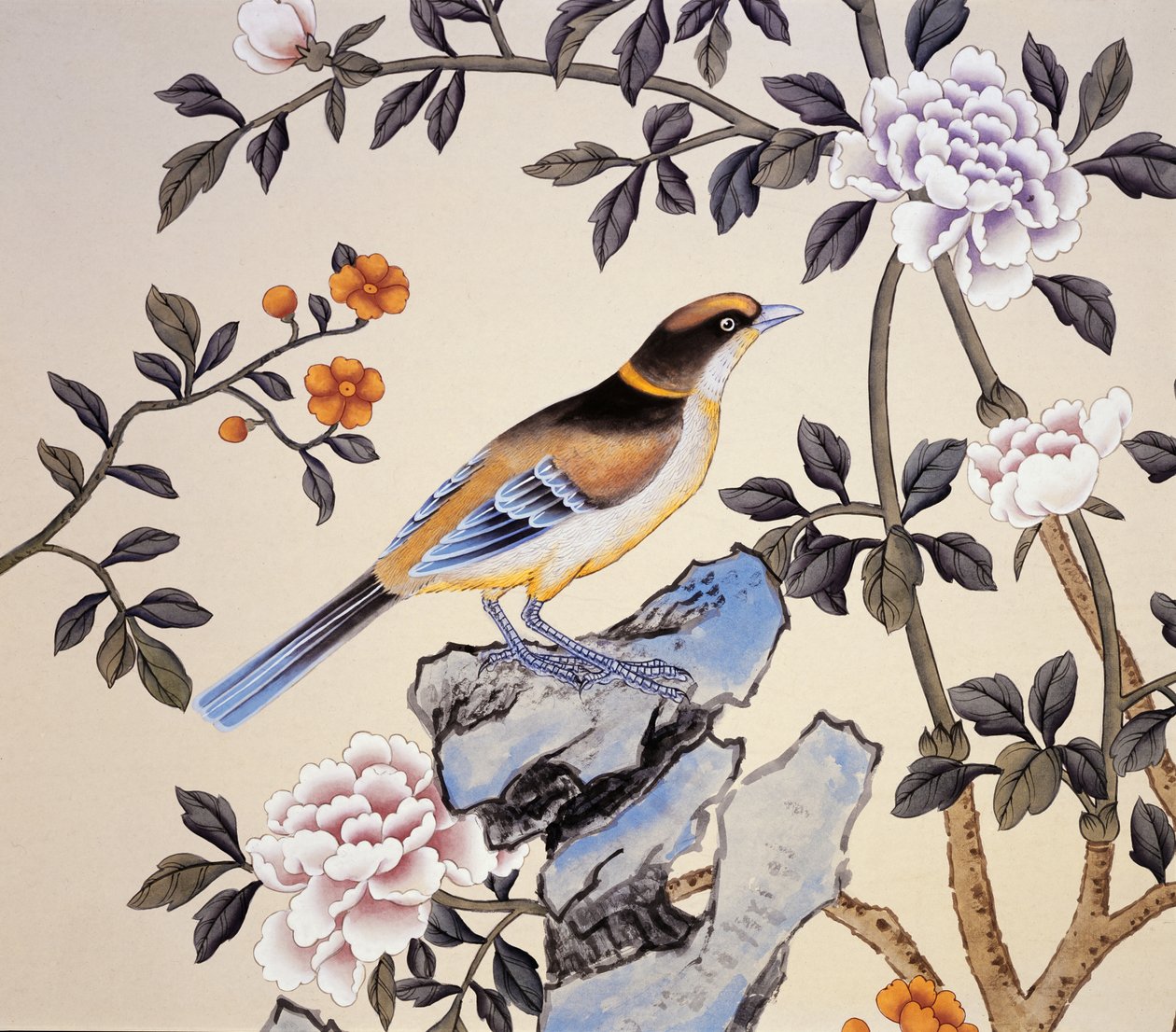 Chinoiserie tapetti, Marble Hill House, Twickenham, Richmond, Middlesex, Iso-Britannia tekijältä Unbekannter Künstler