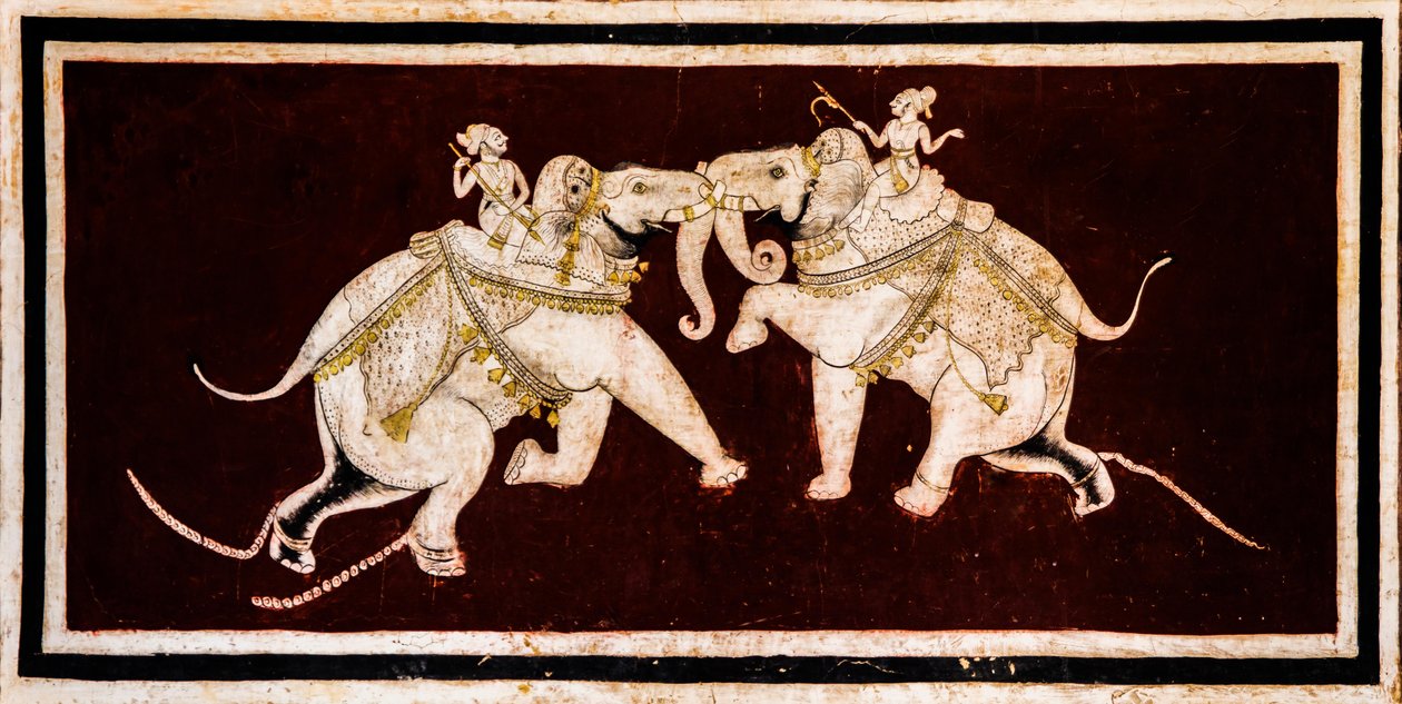 Chittra Sala -piha, jossa on virtuaalisia hienoja maalauksia, Taragarhin linnoitus, Bandi, Bandi, Rajasthan, Intia, Aasia (kuva) tekijältä Unbekannter Künstler