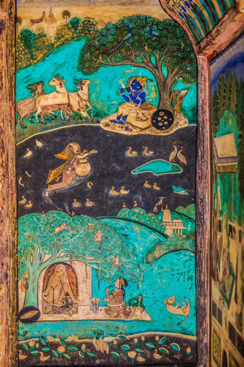 Chittra Sala -piha, jossa on virtuaalisia hienoja maalauksia, Taragarhin linnoitus, Bandi, Bandi, Rajasthan, Intia, Aasia (kuva) tekijältä Unbekannter Künstler