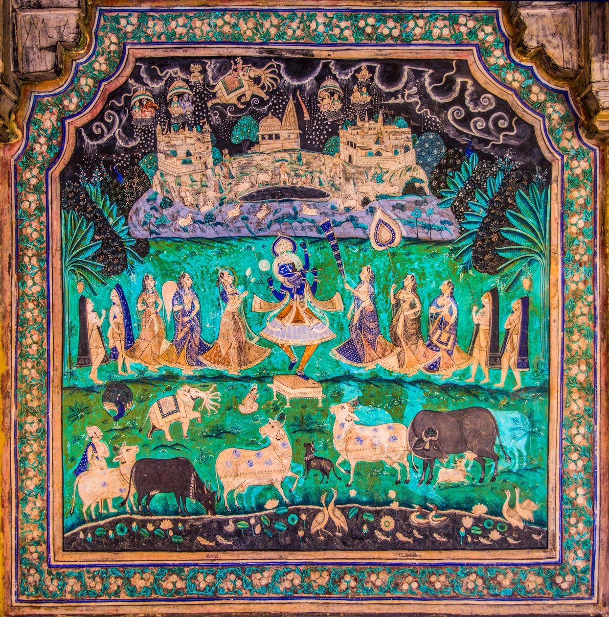 Chittra Sala -piha, jossa on virtuaalisia hienoja maalauksia, Taragarhin linnoitus, Bandi, Bandi, Rajasthan, Intia, Aasia (kuva) tekijältä Unbekannter Künstler