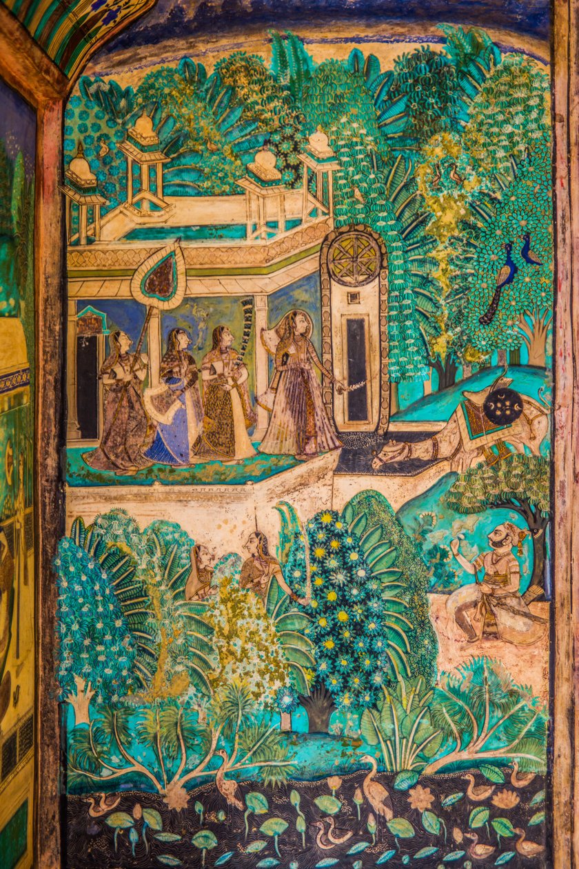 Chittra Sala -piha, jossa on virtuaalisia hienoja maalauksia, Taragarhin linnoitus, Bandi, Bandi, Rajasthan, Intia, Aasia (kuva) tekijältä Unbekannter Künstler