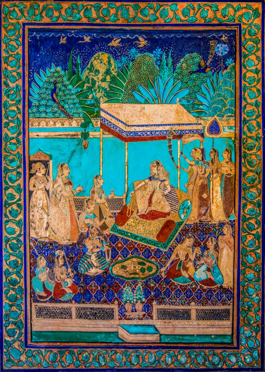 Chittra Sala -piha, jossa on virtuaalisia hienoja maalauksia, Taragarhin linnoitus, Bandi, Bandi, Rajasthan, Intia, Aasia (kuva) tekijältä Unbekannter Künstler