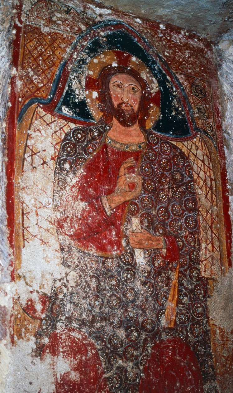 Kristus Opettaja, fresko kryptassa, Portaiden Marian pyhäkkö (1700-luku), Massafra, Puglia, Italia tekijältä William M. Timlin