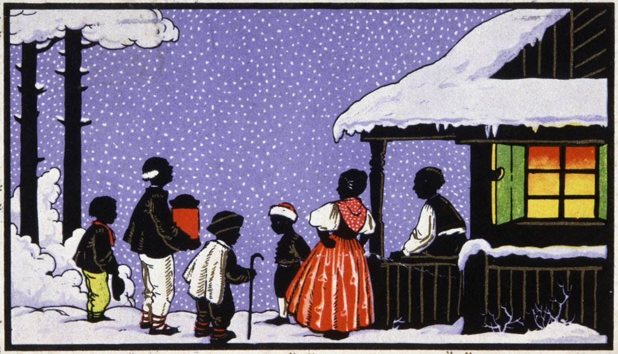 Joulujuhla kylässä Itävallassa, n.1910 (postikortti). tekijältä Unbekannter Künstler