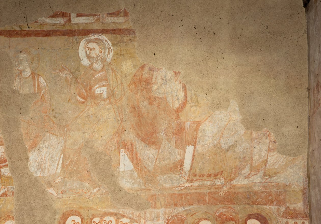kirkko (Église Saint-Martin). Sisustus. Seinämaalauksia (freskot). Nave