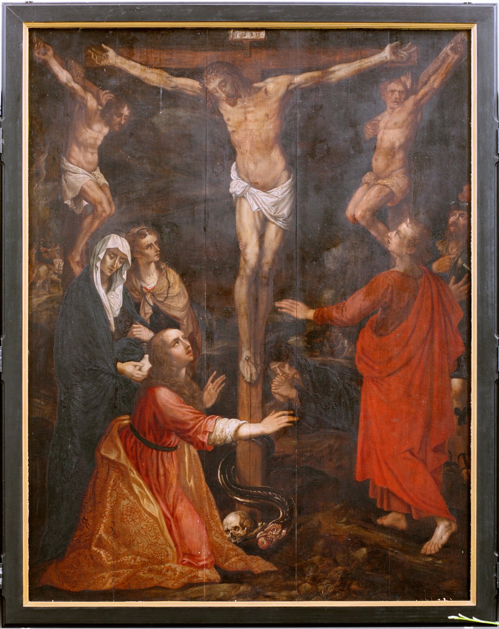 kirkko (Eglise Saint-martin). Sisustus. Triptyykki. Ristiinnaulitseminen. tekijältä Unbekannter Künstler