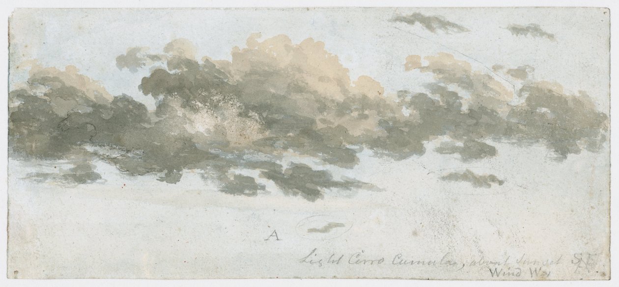 Cirrocumulus, pilvitutkimus, noin 1803-1811 tekijältä Unbekannter Künstler