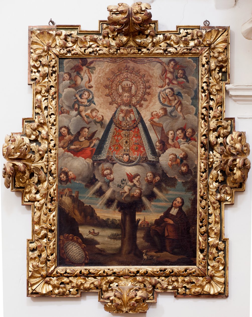 Kolleginen kirkko. Sisällä. Maalaus. (Toivon Neitsyt Maria). Teksti medaljongissa: "PORTRAIT ALL THE MIL CROSA Imajen DNUESTRA S DL Esperanza A Samanlainen kuin Fernando de ZILLLa Faña iezi rodela Villa Riue mde el Tajo ter mi?to esta villa". allekirjoitet tekijältä Unbekannt