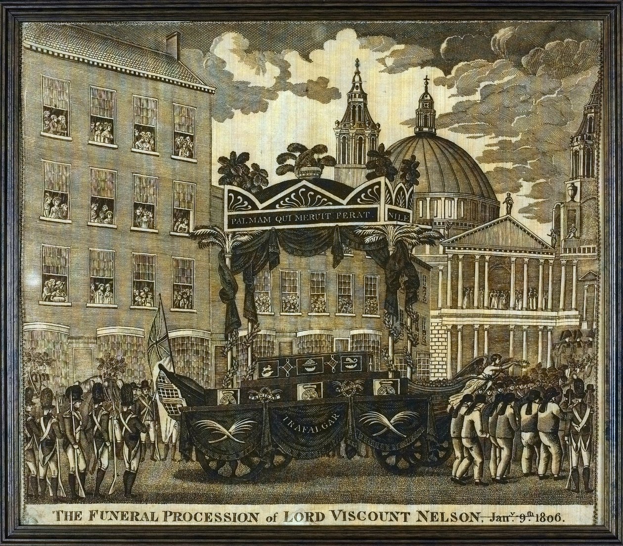 Muistonauha, jossa on teksti "Lordi varakreivi Horatio Nelsonin (1758-1805) hautajaiskulkue, 9. tammikuuta". tekijältä Unbekannter Künstler