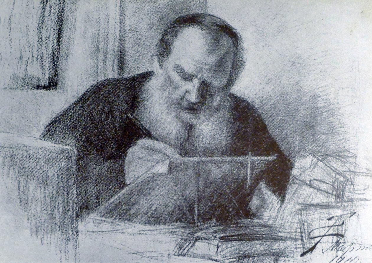 Kreivi Leo Tolstoi (9. syyskuuta 1828 - 20. marraskuuta 1910) tekijältä Unbekannter Künstler