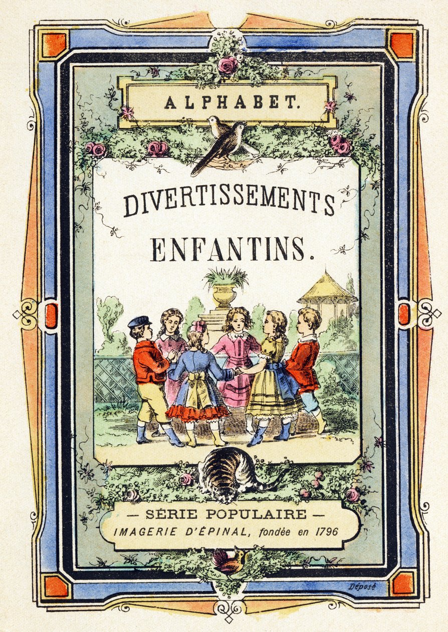 Kansi - lasten ympyrä puutarhassa - Aakkoset - lasten viihdettä - Kuva epinal, suosittu sarja n. 1890 (kuva) tekijältä Unbekannt