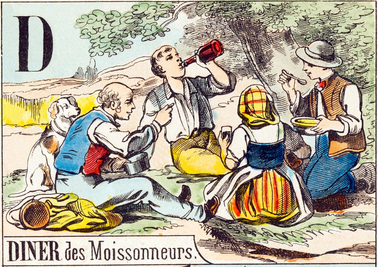 D Diner des moissonneurs - "Matalon aakkoset" 1800-luvun loppu (kaiverrus) tekijältä Unbekannt