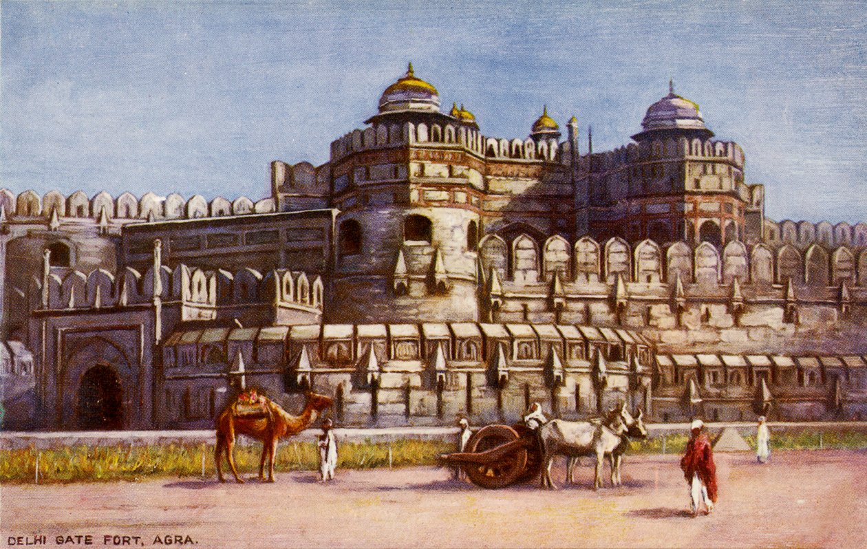 Delhi Gaten linnoitus, Agra, 1900-luvun alku (postikortti) tekijältä Unbekannter Künstler