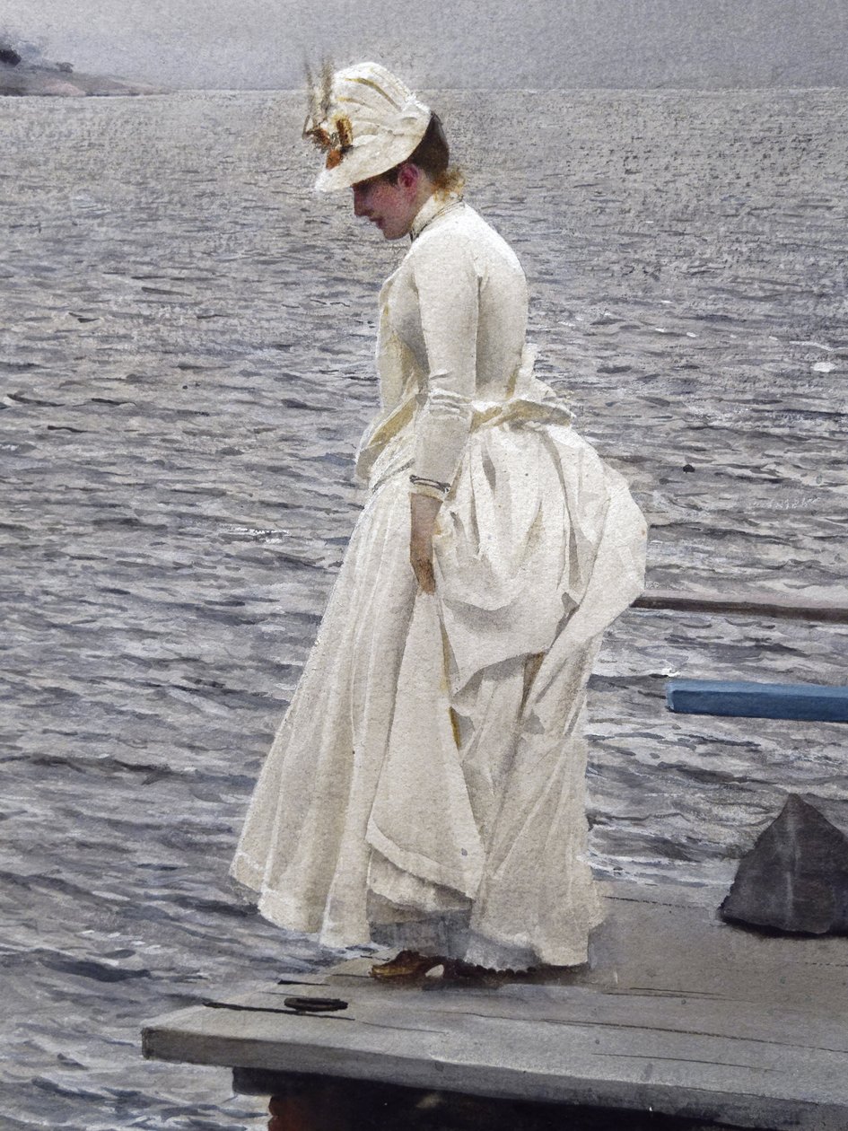 Yksityiskohta: Kesäloma (1886, vesiväri paperille). Tukholma, yksityiskokoelma. Anders Zorn (1860-1920) tekijältä Unbekannter Künstler