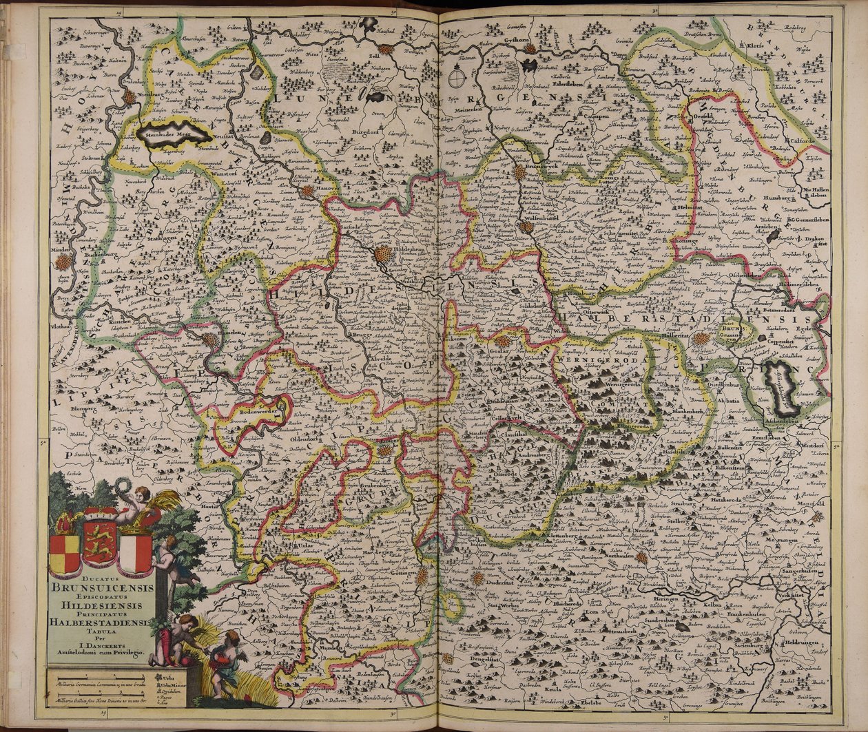 Ducatus Brunsuicensis episcopatus Hildesiensis principatus Halberstadiensis tabula tekijältä Unbekannter Künstler