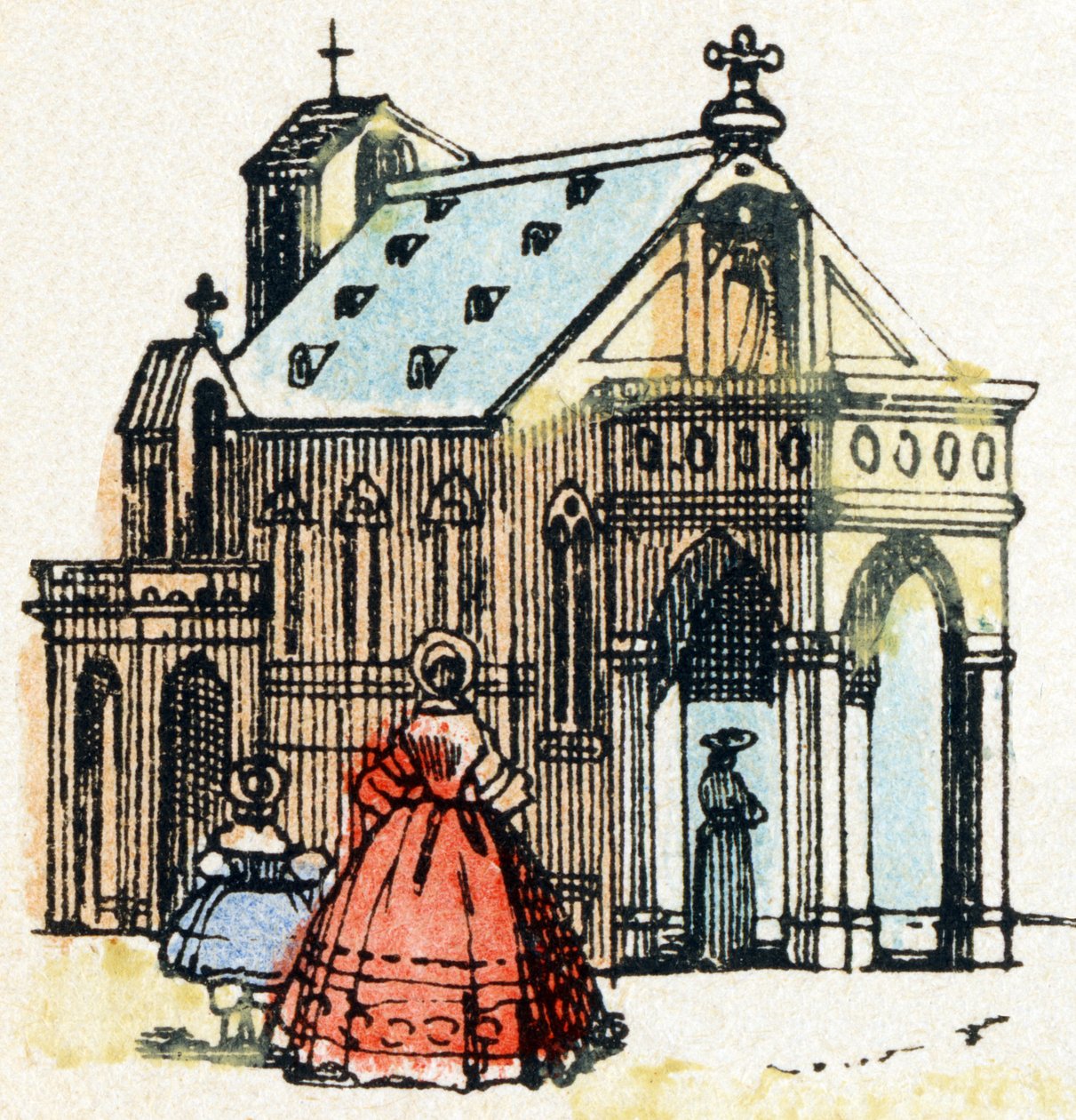 E - Eglise - Aakkoset - lasten viihdettä - Image epinal, suosittu sarja n.1890 (kuva) tekijältä Unbekannt