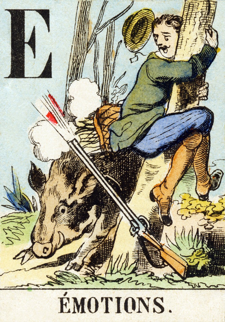 E : Tunteet - Metsästysaakkoset, n.1890 (kaiverrus) tekijältä Unbekannt