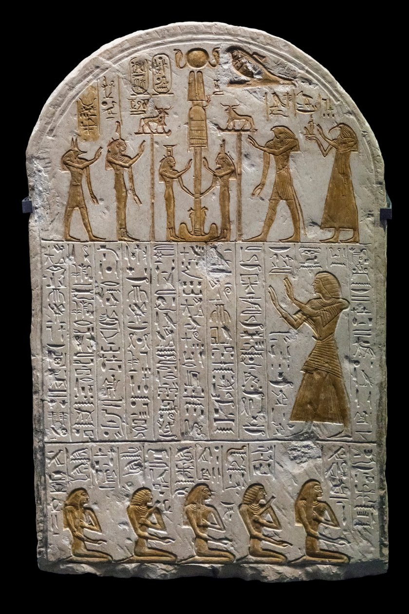 Egyptiläinen antiikin: Neferhetep Steele, kuninkaan juomanlaskija noin 1300 eKr. 19. dynastia, koko 73x49 cm Pariisin Louvre-museo tekijältä William M. Timlin