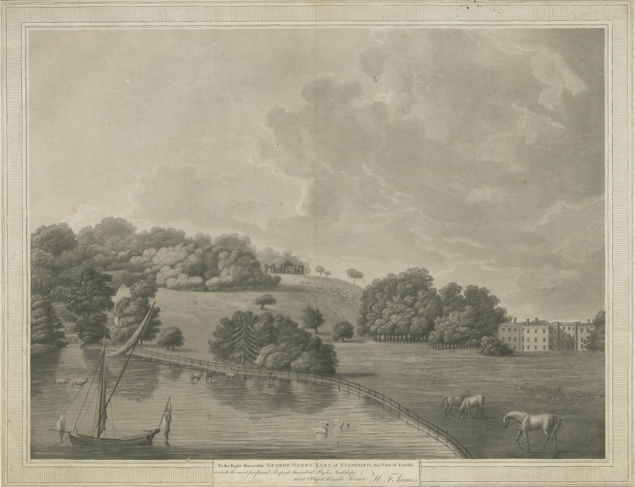 Enville Hall: akvatintakaiverrus ja [?1800-luku] tekijältä Unbekannt