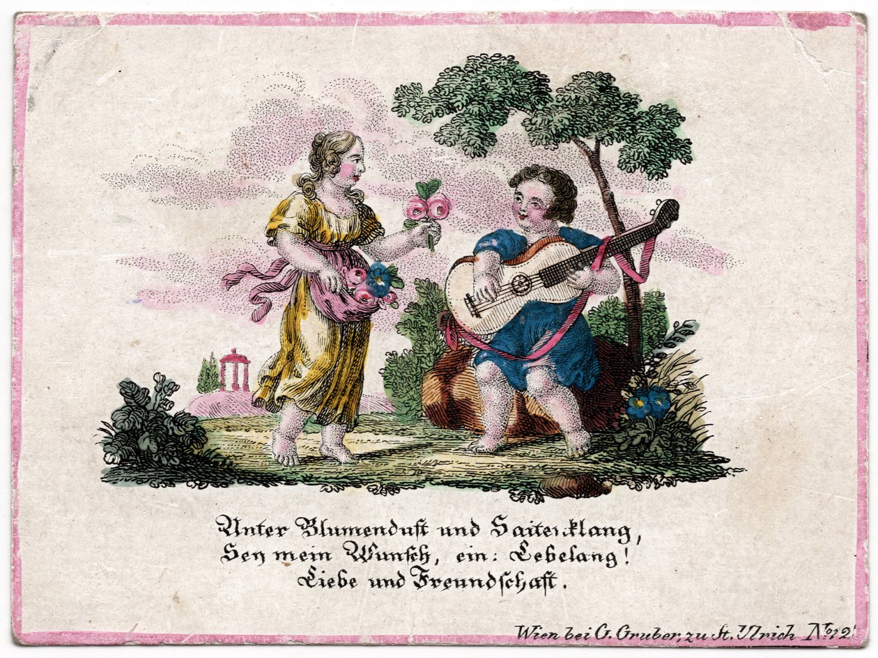 Ephemera kukkaistuoksu ja jousiääni, Wien, n.1820 (kaiverrus) tekijältä Unbekannter Künstler