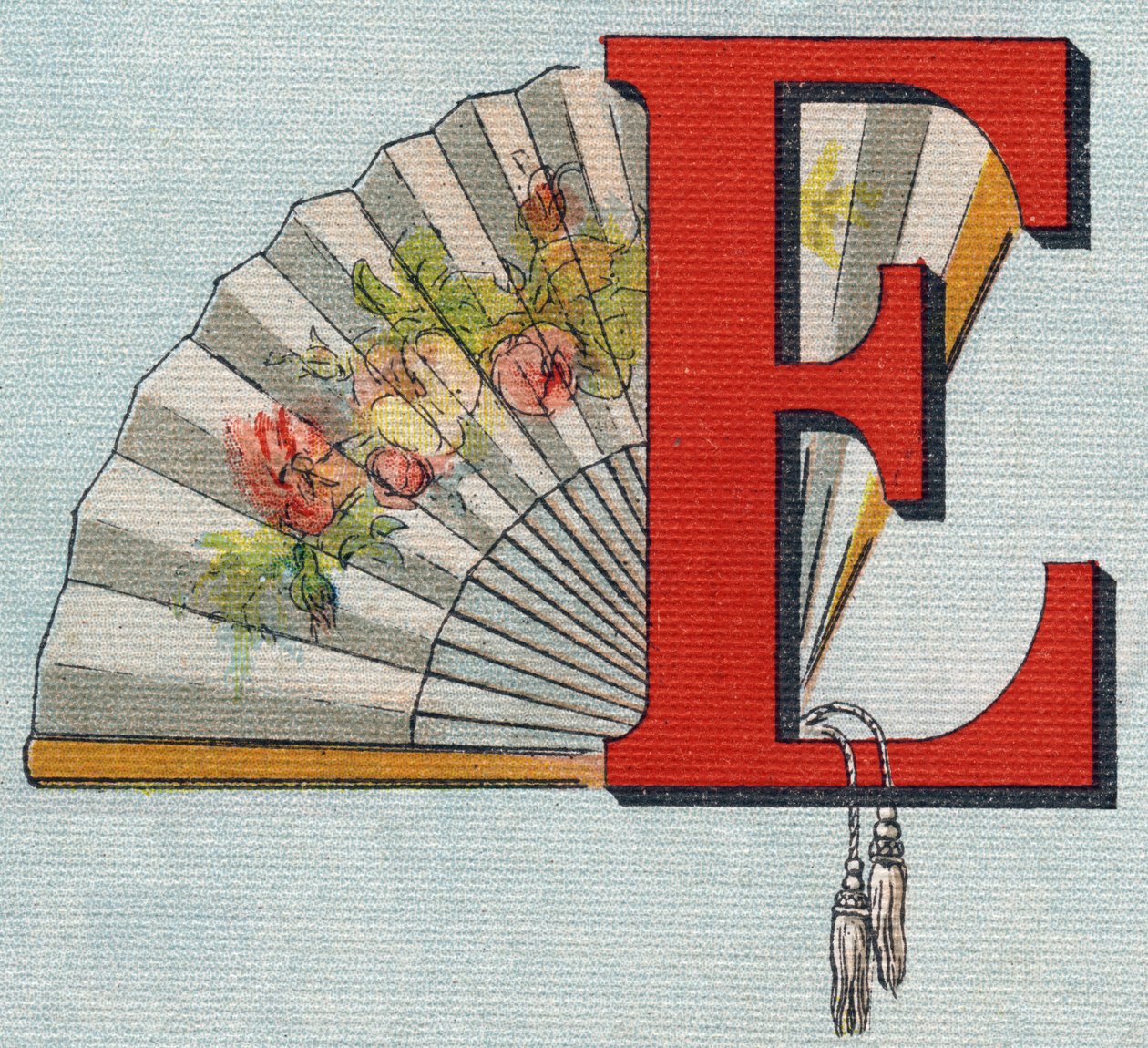 Tuuletin. Kaiverrus "Alphabet de ma petite fille". Bernardin-Bechet ja Fils, kirjakauppias-kustantajat, Pariisi, noin 1895. Rikkoutumaton albumi kankaalle. Bibliotheque des Bebes. 12 sivua. Albumi, joka sisältää lukumenetelmän ja havainnollisen abeceedaryn tekijältä Unbekannt