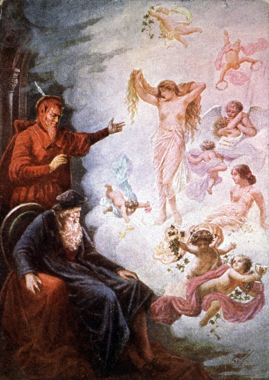 Faust ja Mefistofeles, 1900-luvun alku (postikortti) tekijältä Unbekannter Künstler
