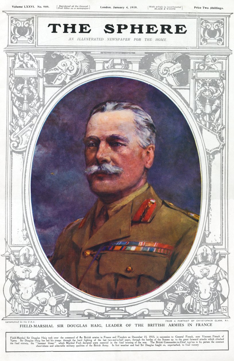 Kenttämarsalkka Sir Douglas Haig, Britannian armeijan johtaja Ranskassa. tekijältä Unbekannter Künstler