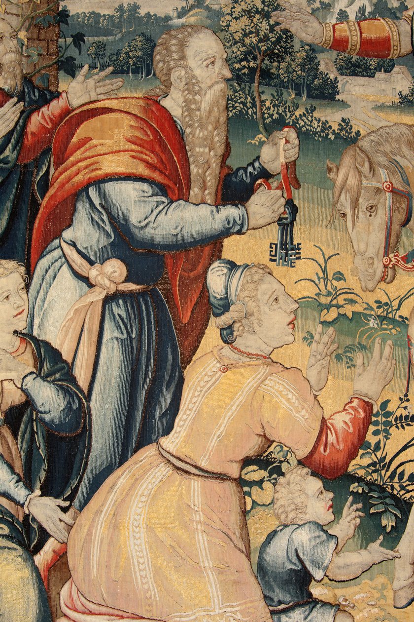 Flanderin kuvakudos. Sarja Hannibalin historia. Hannibal Italiassa (Aníbal en Italia). Kolmas kuvakudos säilyneistä. Mallit Anonyymi Hollannin mestari. Valmista Brysselin työpajoja. Noin 1570. Kangas Villaa ja silkkiä. 6,5/7 loimi/cm. Koko tekijältä Unbekannt