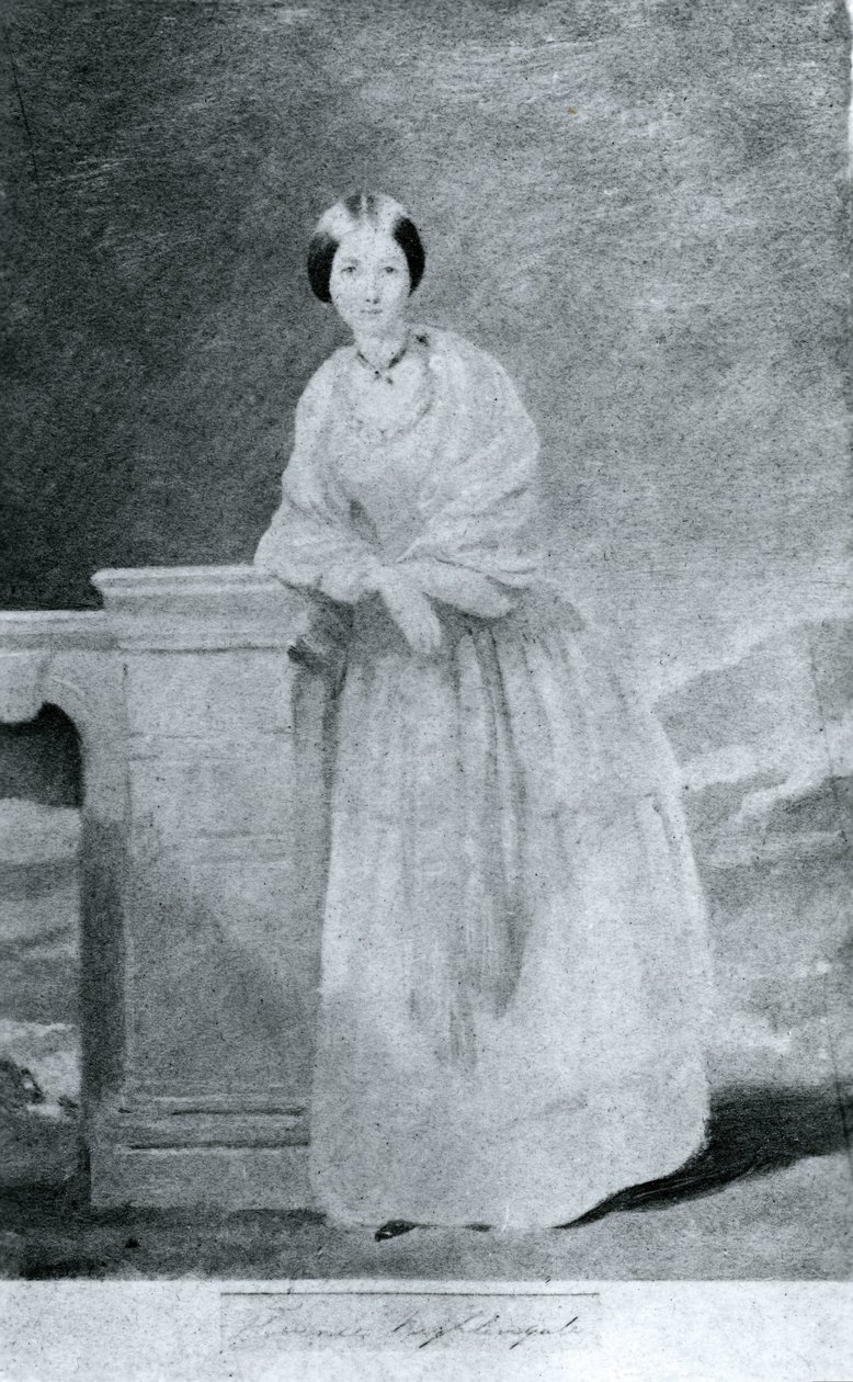 Florence Nightingale, englantilainen sairaanhoitaja ja sairaalan uudistaja, n. 1860 tekijältä Unbekannt
