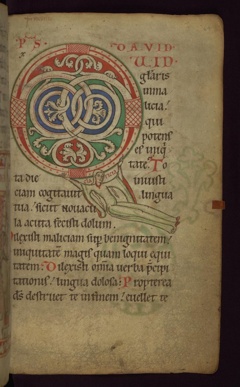 Folio 64 Claricia Psalterista: Claricia swinging Q:lla, 1100-luvun loppu - 1200-luvun alku tekijältä Unbekannt