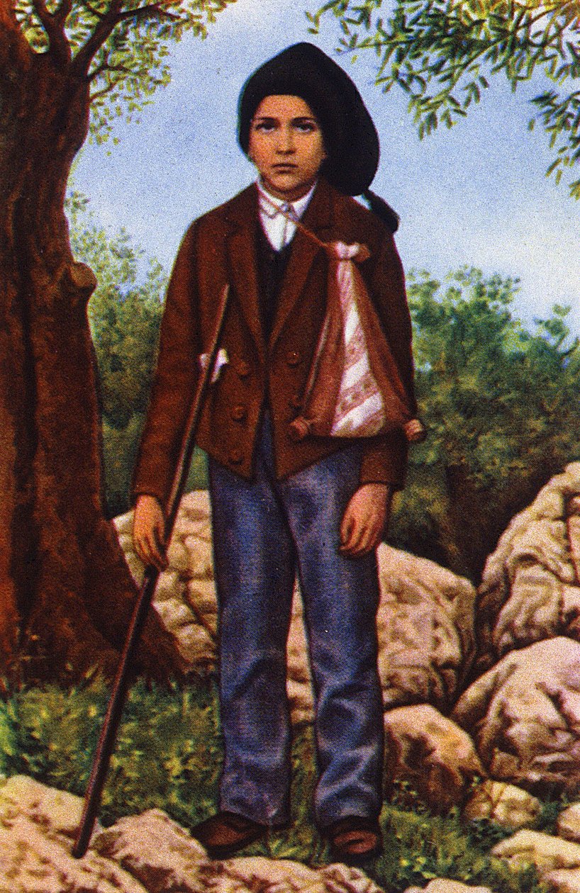 Francisco Marto, joka näki Neitsyt Marian Fatimassa vuonna 1917, n. 1920-1930 (postikortti). tekijältä Unbekannter Künstler