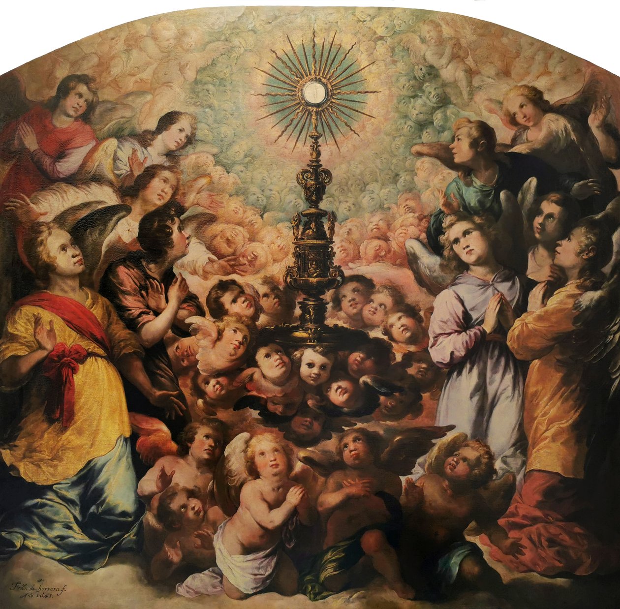 Francisco de Herrera el Viejo - Eukaristian ylistys - Archicofradía Sacramental de las Siete Palabras (Seitsemän sanan sakramentaalinen veljeskunta) tekijältä Unbekannter Künstler