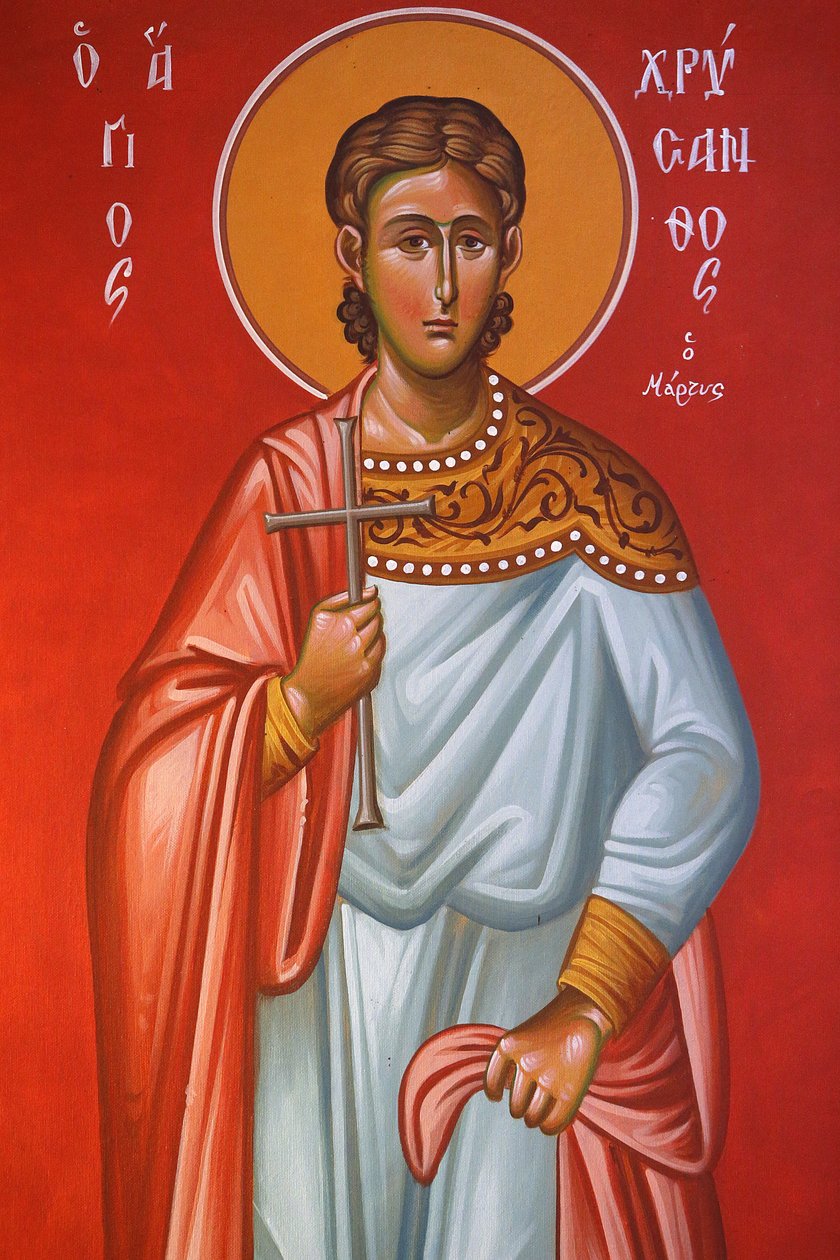 Fresko Pyhän ristin kirkossa, Pedoulas. Saint Chrysanthos, 20150510, Pedoulas, Kypros tekijältä Unbekannt