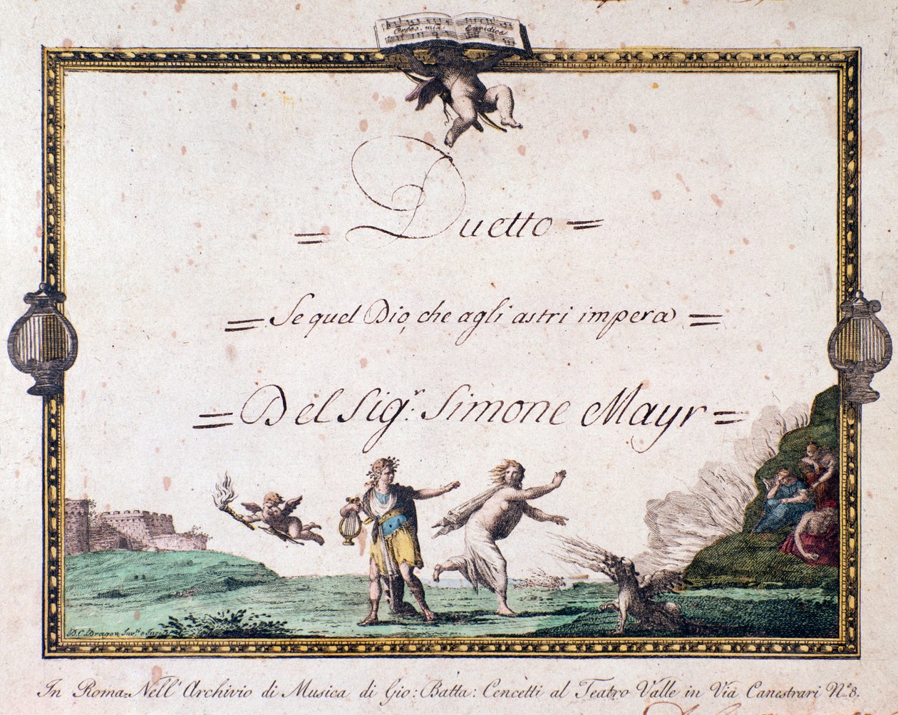 Giovanni Simone Mayrin dueton etukappale If tuo tähtiä hallitseva jumala. tekijältä Unbekannter Künstler