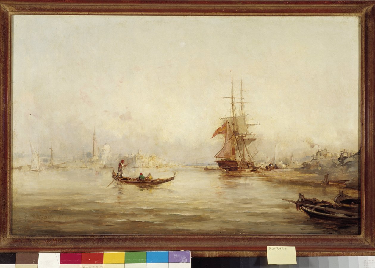 Galeonit ja gondolit altaassa (Venetsia) Paul Bistagnen (1850-1886) maalaus 1800-luvulla Pakollinen maininta: Collection foundation regards de Provence, Marseille. tekijältä Unbekannter Künstler