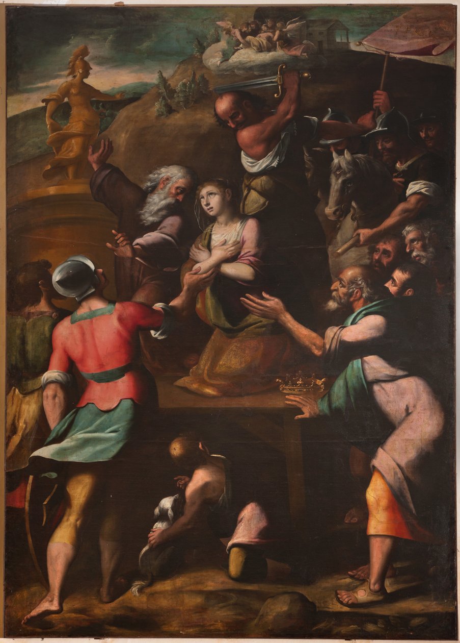 Genova, Duomo (Pyhän Laurentiuksen katedraali), sisällä, kastekappeli (entinen Pyhän Johannes Vanhan kirkko): "Pyhän Katariinan marttyyri", kirjoittaneet Cesare ja Alessandro Semino tekijältä Unbekannter Künstler
