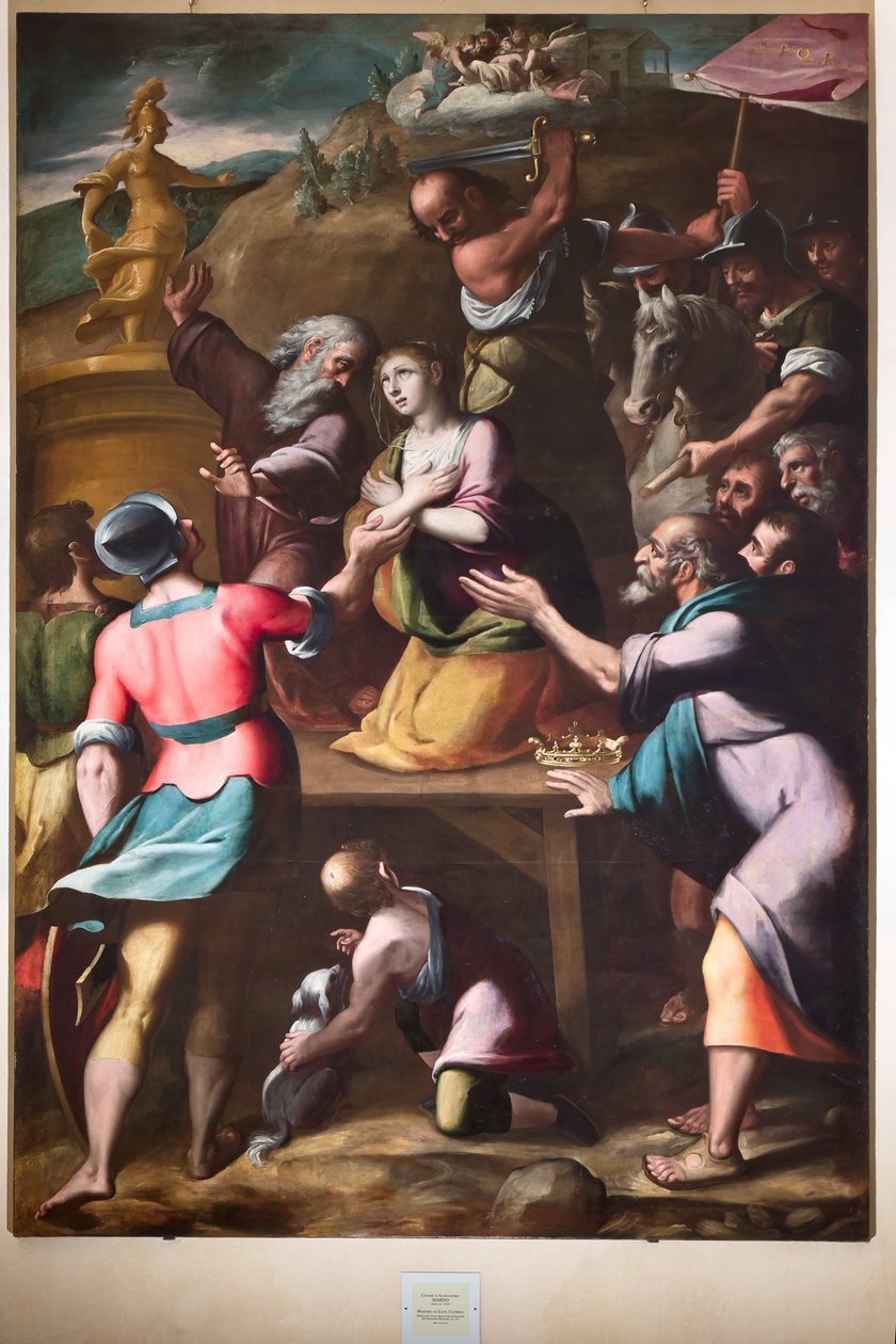 Genova, Duomo (Pyhän Laurentiuksen katedraali), sisällä, kastekappeli (entinen Pyhän Johannes Vanhan kirkko): "Pyhän Katariinan marttyyri", kirjoittaneet Cesare ja Alessandro Semino tekijältä Unbekannter Künstler