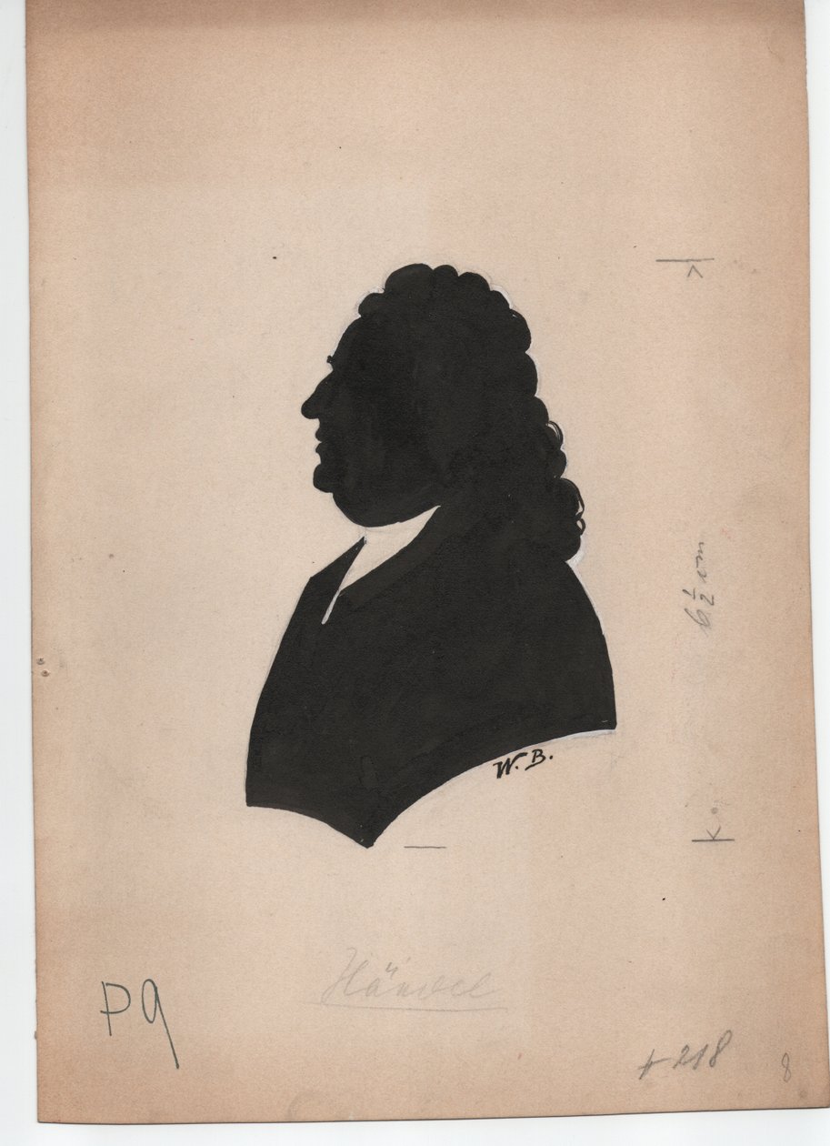 Yrjö Frideric Händel (1785-1759) (noin 1850, siluetti) tekijältä Unbekannter Künstler