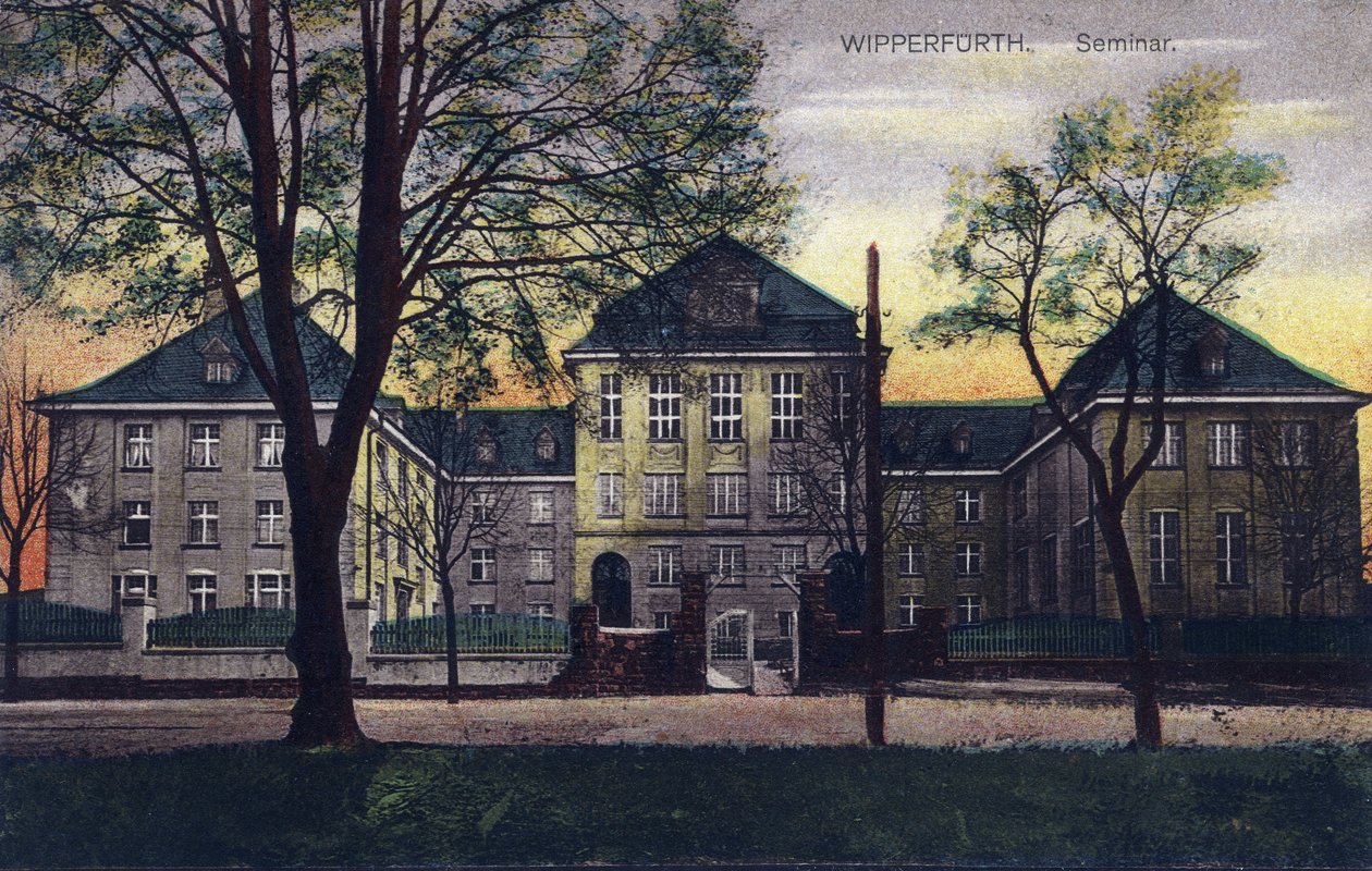 Saksa, Wipperfurth: 1910-1911 rakennetun "Altes-seminaarin" ulkokuva - Postikortti 1900-luku tekijältä Unbekannt