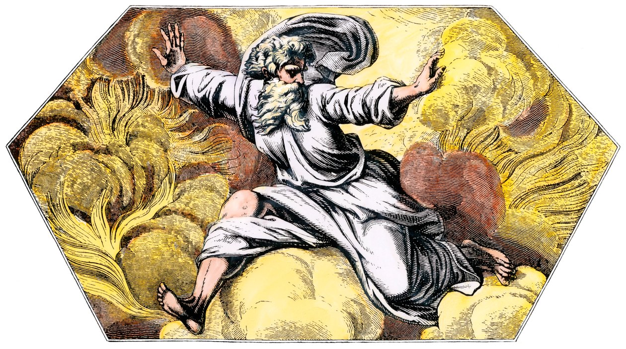 Jumala luo taivaan ja maan - värikaiverrus 1800-luvulla, Rafaelin (Raffaello Sanzio) Vatikaanin loggiasta (Logge) (Italia). tekijältä Unbekannter Künstler