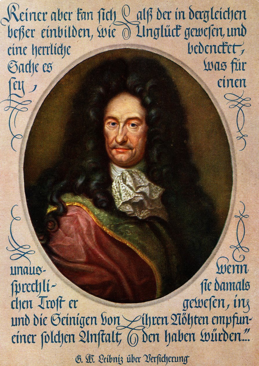 Gottfried Wilhelm Leibniz retrato filósofo alemão (impressão) finlandês tekijältä Unbekannter Künstler