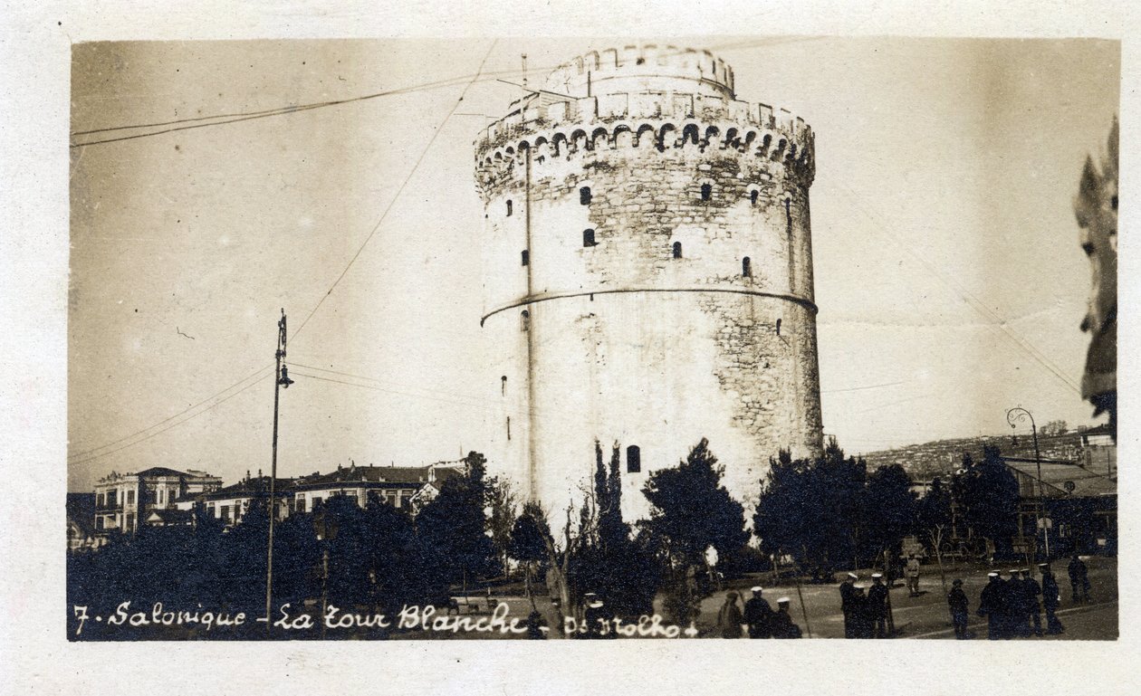 Kreikka, Saloniki (tai Thessaloniki): näkymä Valkoisesta tornista - Postikortti 1914-1918 tekijältä William M. Timlin